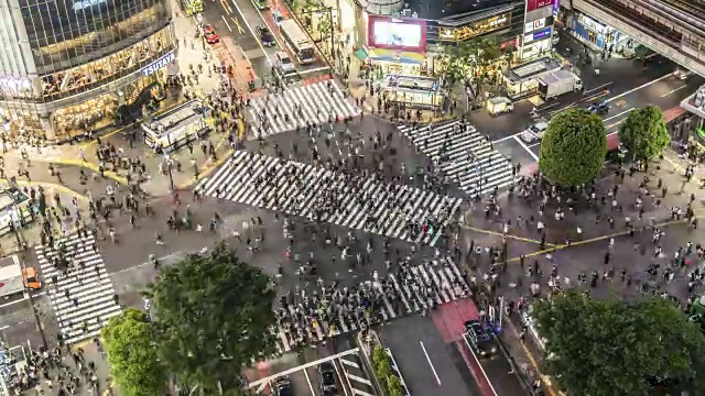 涉谷穿越-鸟瞰图，4k DCI延时视频素材