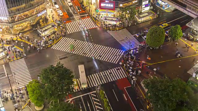 涉谷穿越夜景，时间流逝视频素材