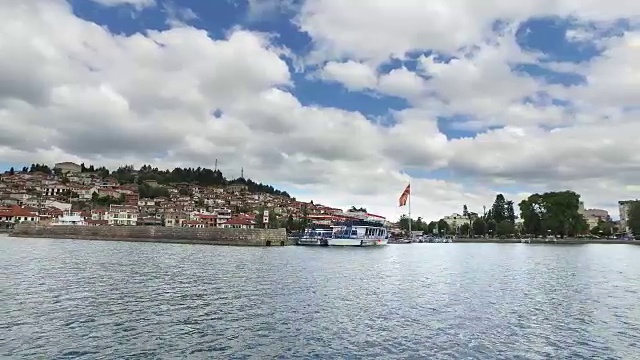 在马其顿共和国美丽的夏日，奥赫里德城全景和湖船之旅视频素材