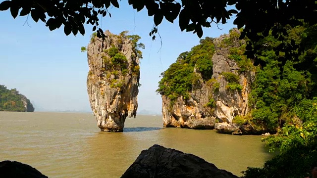 James Bond Island Khao Phing Kan, Ko Tapu, 攀牙湾, 泰国视频素材