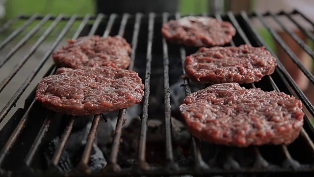 在木炭烤架上烤肉香肠视频素材