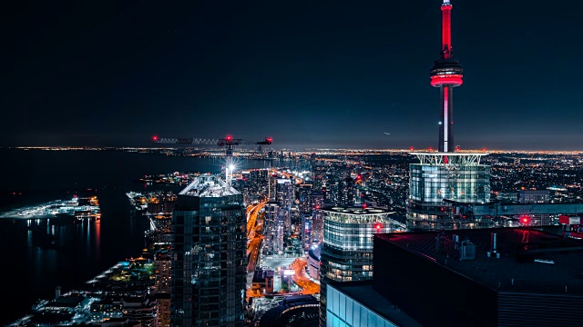 多伦多夜晚的大城市建筑视频素材