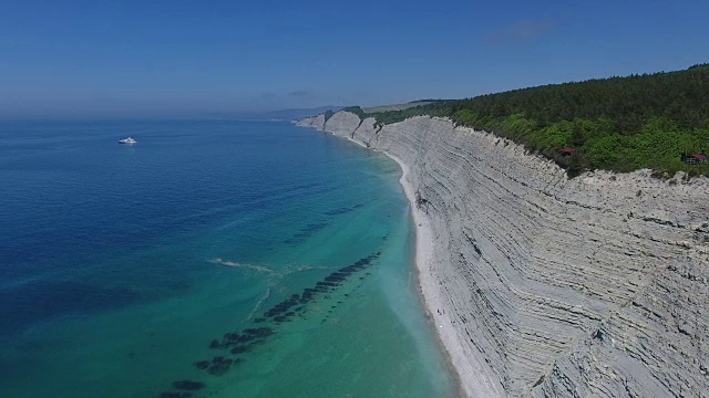 黑海狂野海岸，陡峭的河岸，俄罗斯，鸟瞰图视频素材