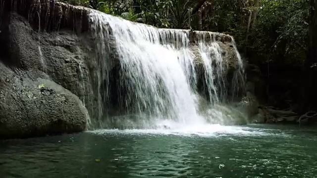 森林中的淡水瀑布视频素材