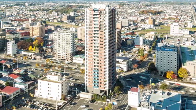 延时:日本东北部郡山福岛的鸟瞰图视频素材