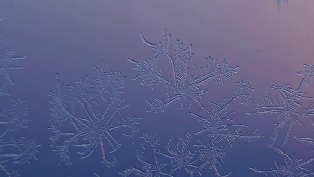 窗户上的雪花在超微距拍摄。视频素材