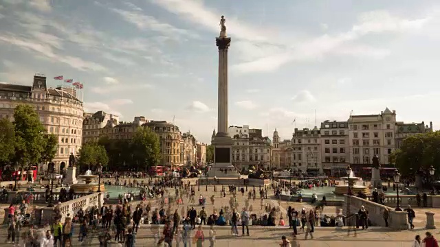 英国伦敦特拉法加广场的时间流逝视频素材