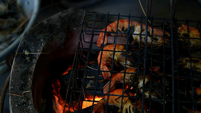 烤虾(淡水大虾)视频素材