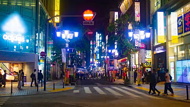 新宿霓虹镇的夜晚时光流逝视频素材