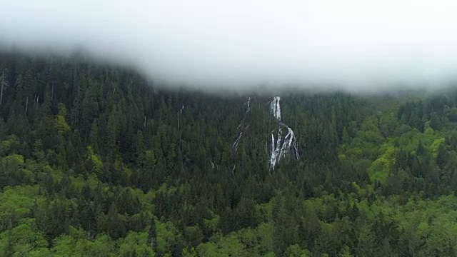 雨林雾瀑布瀑布鸟瞰图视频素材