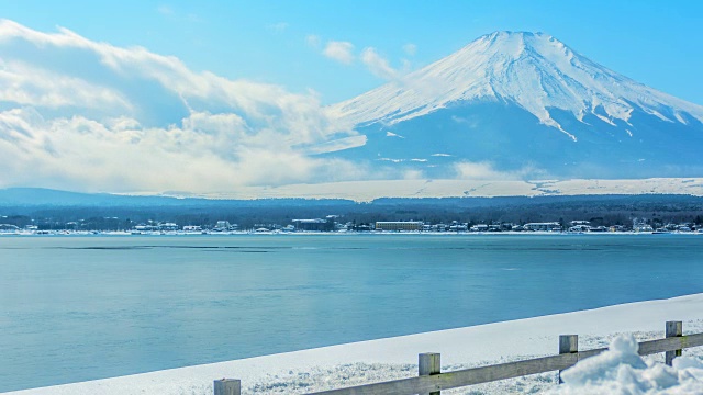 4k时间间隔在白天的场景。富士山在冬季，日本视频素材