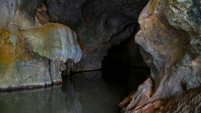 地下景观与水面岩石的反射视频素材