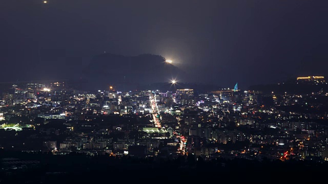 从日落到夜晚，在济州岛的Munseom岛(韩国自然纪念碑421)和西浦市视频素材