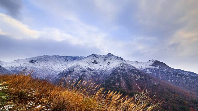 雪山在冬天的广阔视野视频素材