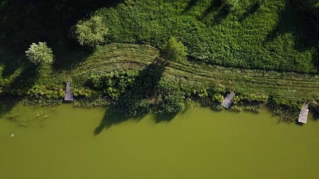 夏日湖岸鸟瞰4k俄罗斯视频素材