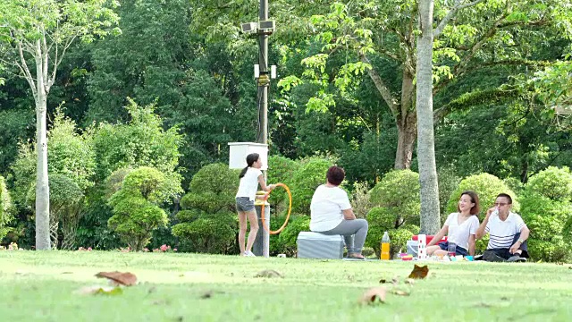 一家人在公园野餐视频素材