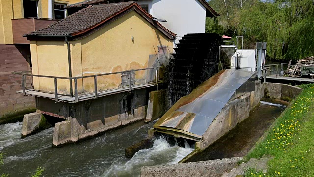 Watermill on river saale, Diebach, Hammelburg, District Bad Kissingen, Fränkische saale, Bavaria, Germany视频素材