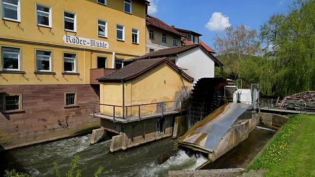 Watermill on river saale, Diebach, Hammelburg, District Bad Kissingen, Fränkische saale, Bavaria, Germany视频素材