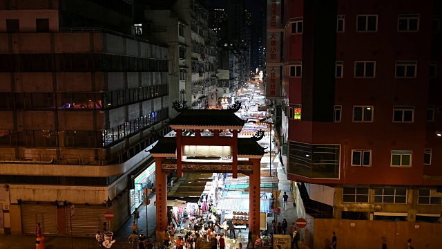 中国香港庙街夜市视频素材