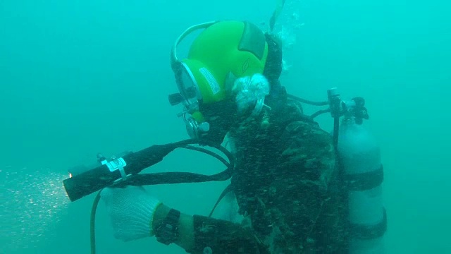 一群在水下学习水肺潜水课程的潜水员视频素材