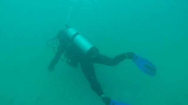 一群在水下学习水肺潜水课程的潜水员视频素材