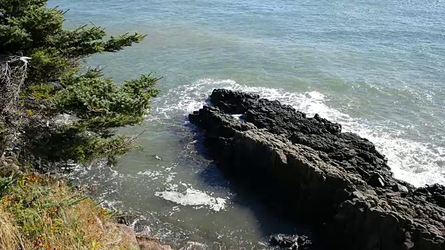 加拿大芬迪湾的海浪在岩石上视频素材