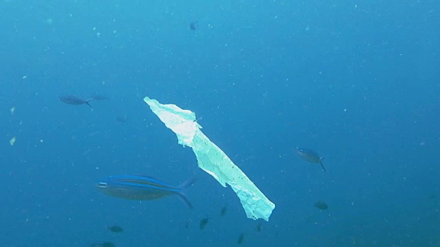 环境问题:海洋中的一次性塑料视频素材