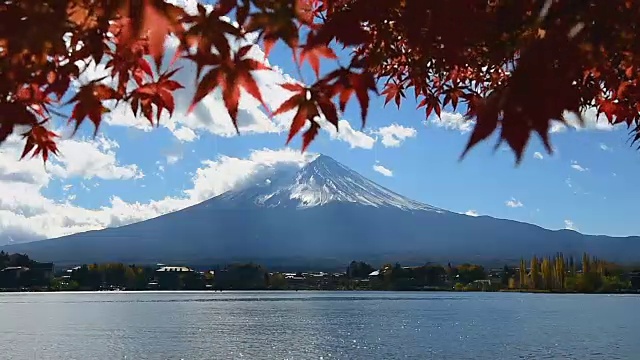 富士山和红枫的秋天，日本。视频素材