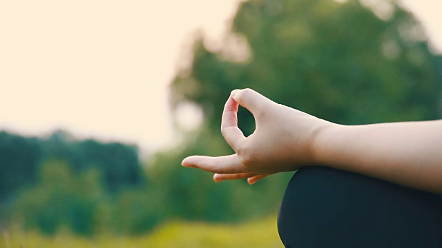 在公园里做瑜伽的女人视频素材