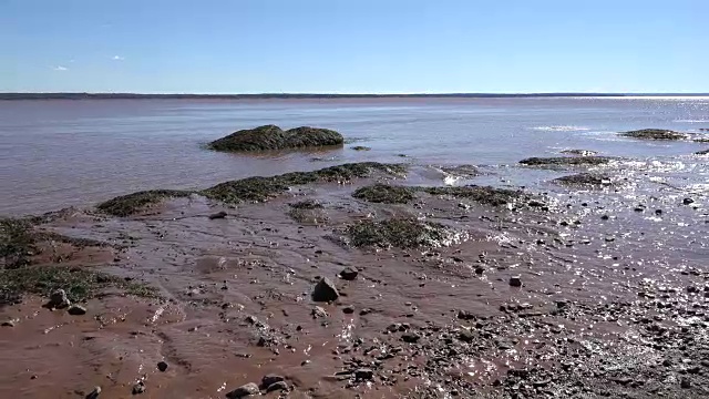 加拿大芬迪湾的泥水边缘缩小视频素材