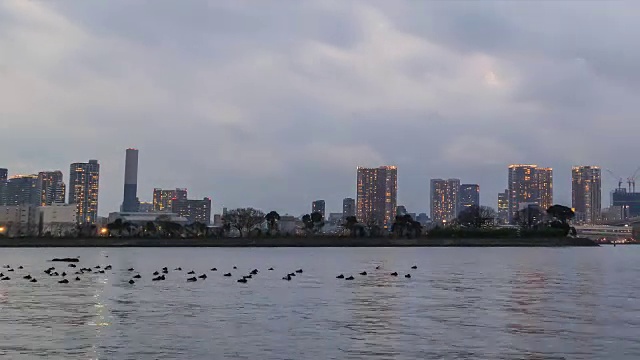 日落时分东京市景的时间流逝视频素材