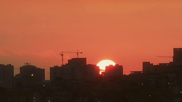 时间流逝红色日落城市，土耳其视频素材