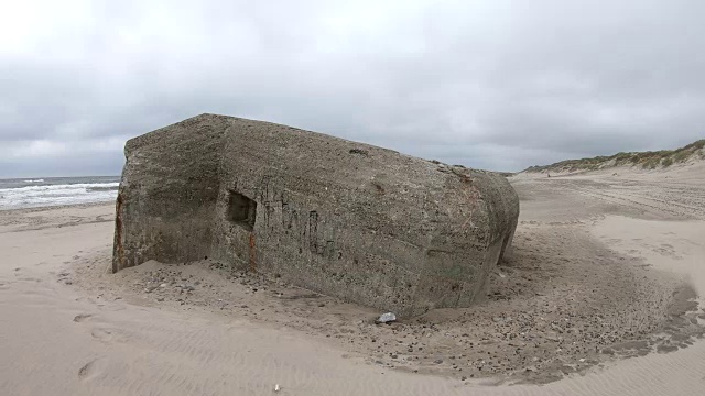 混凝土地堡，大西洋墙，第二次世界大战，纪念，北海，4K视频素材