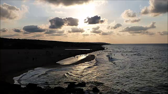 黑海海滩上美丽的夜晚视频素材