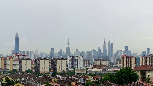 马来西亚首都吉隆坡市中心阴天的4K时间间隔。放大。视频素材