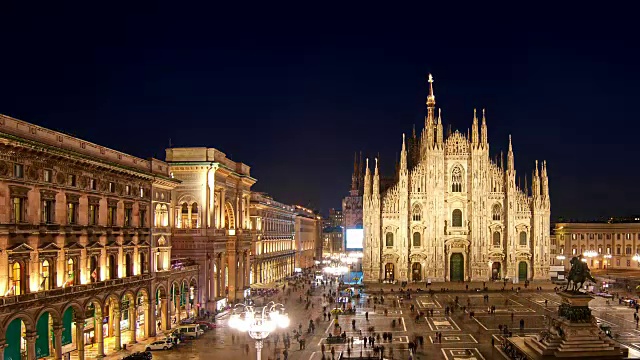 4K:意大利，米兰大教堂广场和Vittorio Emanuele II Galleria视频素材