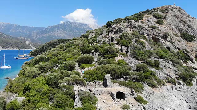 来自Oludeniz的圣尼古拉斯岛。Fethiye,土耳其。视频素材