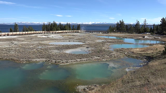 黄石公园在西拇指有许多温泉池视频素材