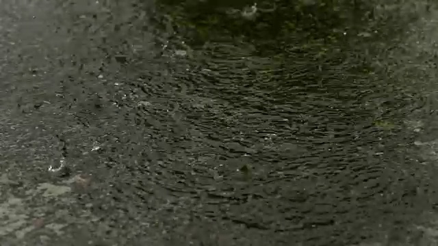 近距离观察人行道上的雨滴视频素材