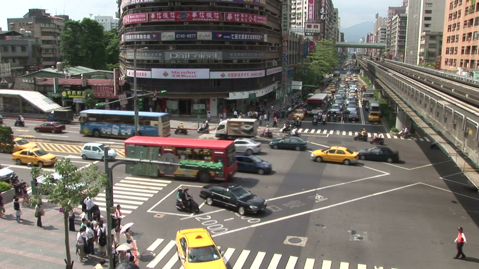 台湾台北市十字路口的景色视频素材