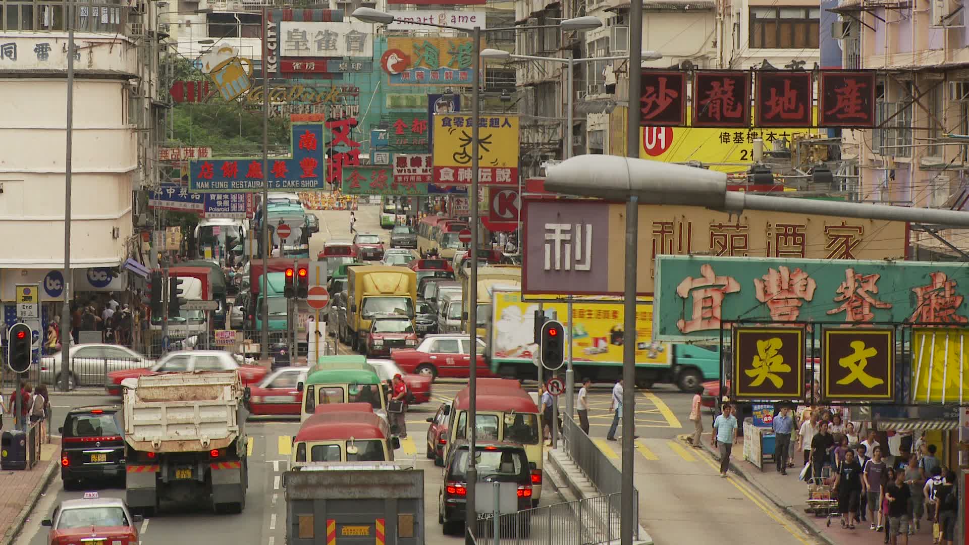 中国香港的城市交通景象视频素材