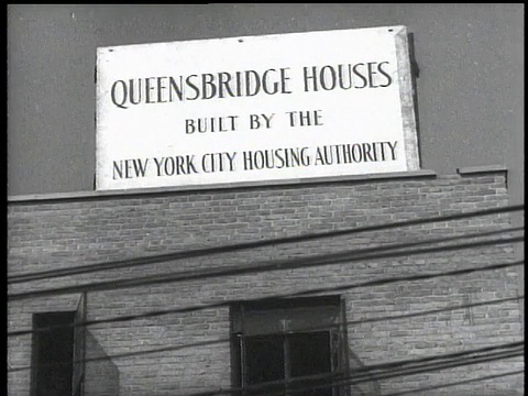 1939年，美国纽约，WS Queensbridge住宅项目标志视频素材