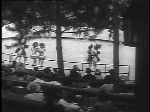 1939年蒙太奇花样滑冰选手表演/纽约，纽约视频素材