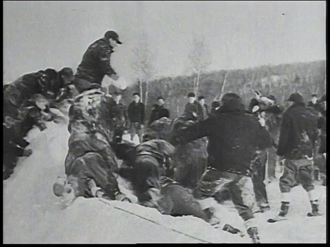 1934年，美国人打雪球视频素材