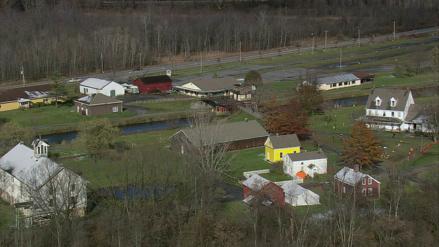 美国纽约，罗马，伊利运河村的空中建筑和住宅视频素材