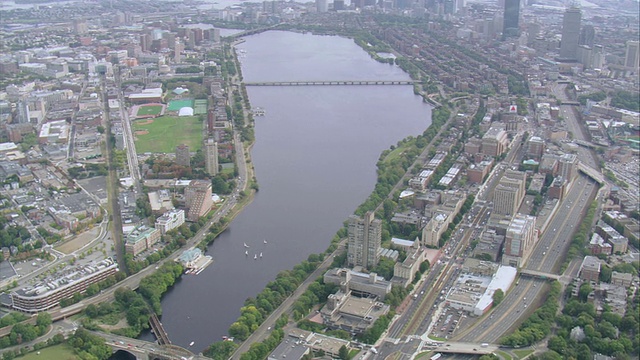 航空历史建筑，查尔斯河和城市地区/波士顿，马萨诸塞州，美国视频下载