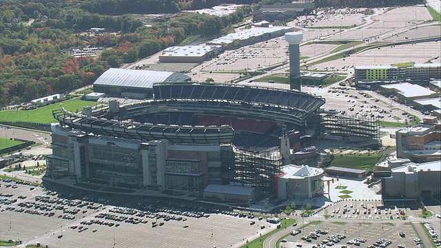 AERIAL Gillette体育场/ Foxborough，马萨诸塞州，美国视频素材