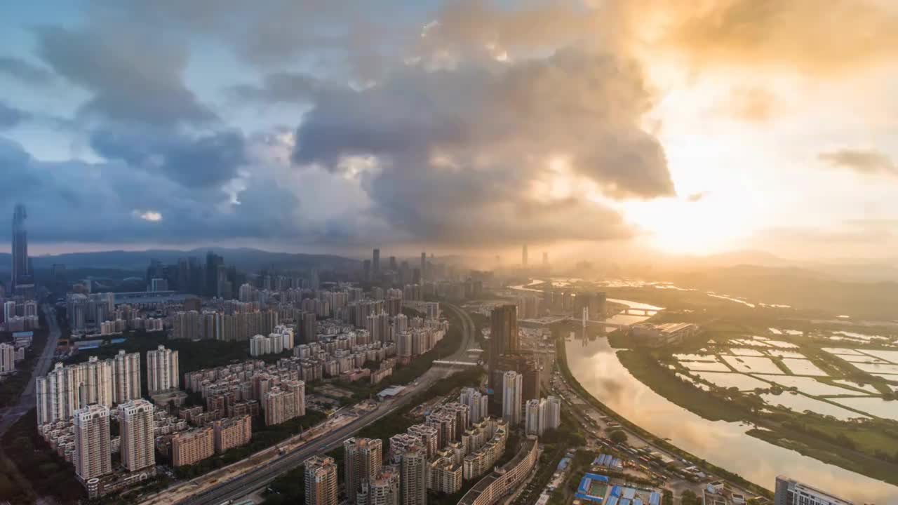 深圳河朝霞延时视频下载