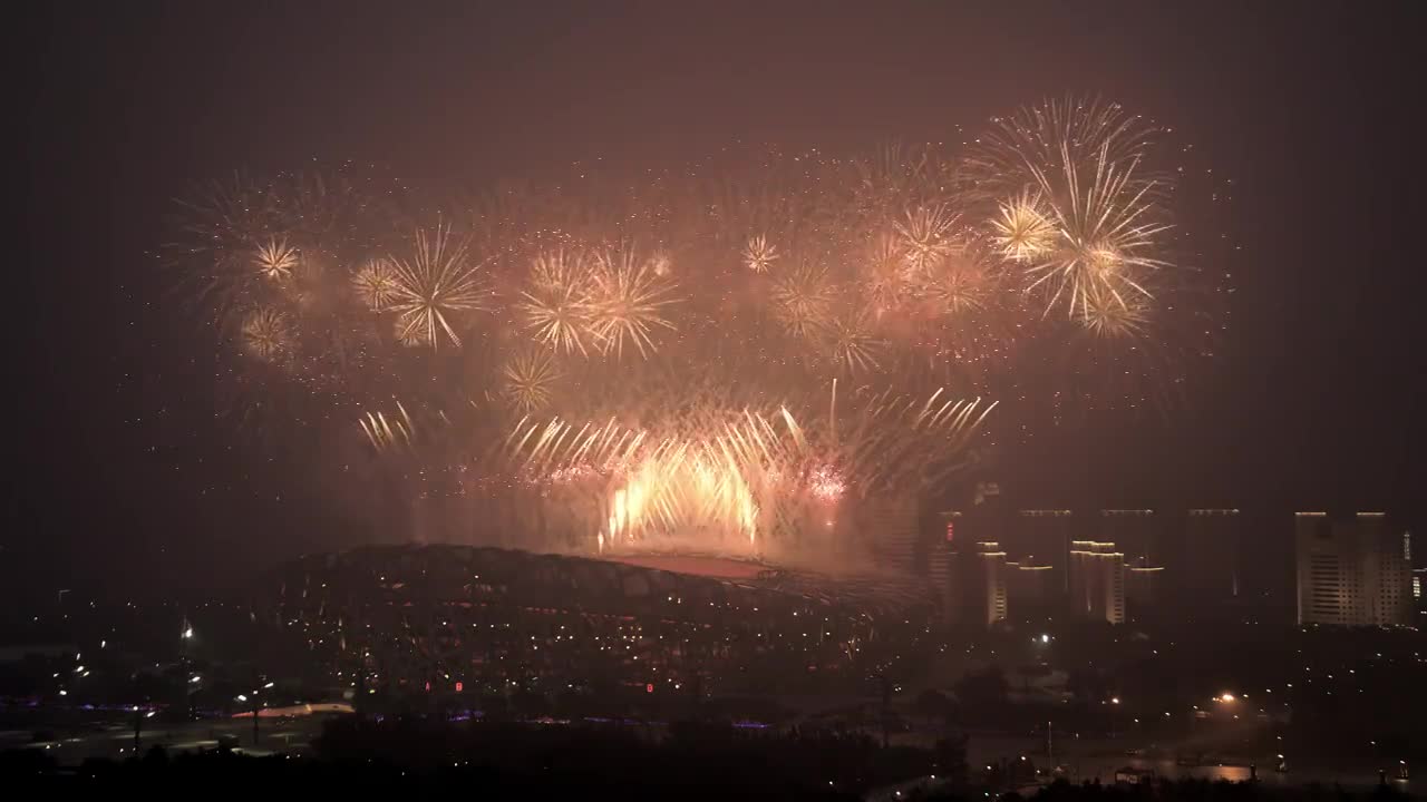 庆祝中国共产党成立建党100周年首都鸟巢烟花秀视频素材