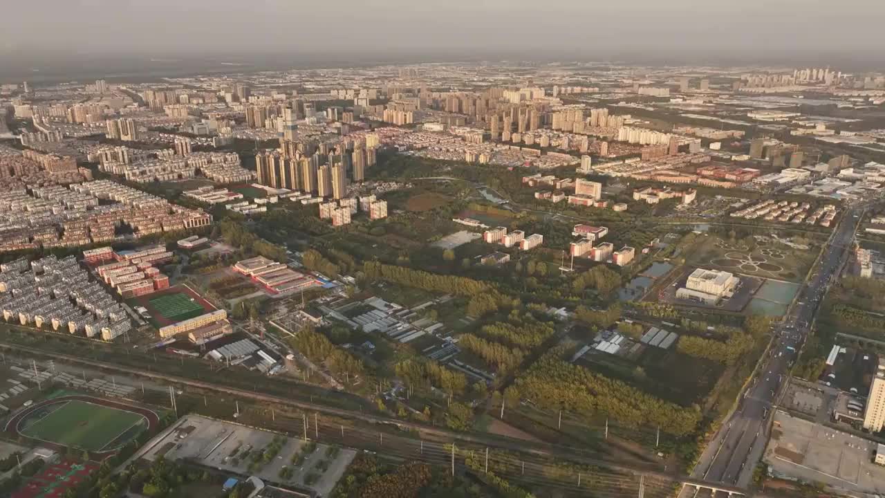 航拍宿迁市沭阳县城城区视频素材